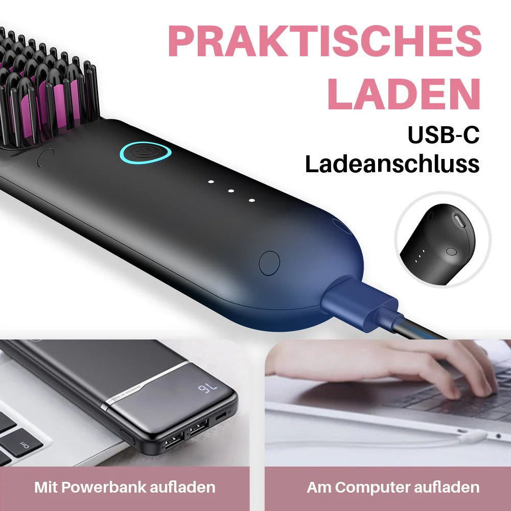 Elvoro™ Tragbare Bürste - Glätten, Locken, Trocknen