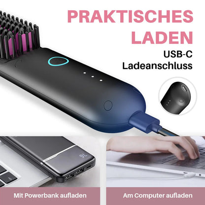 Elvoro™ Tragbare Bürste - Glätten, Locken, Trocknen